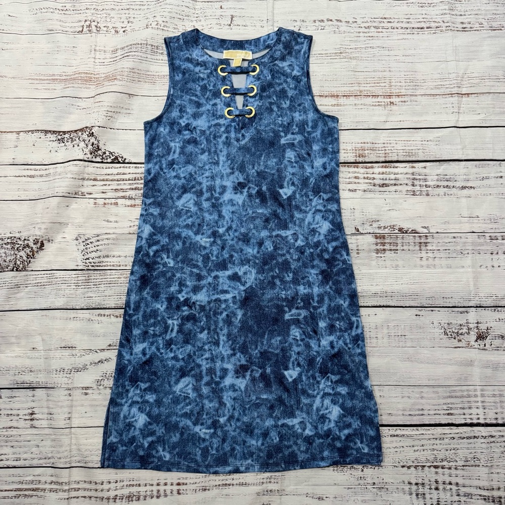 Michael Kors blue and gold dress size extra small